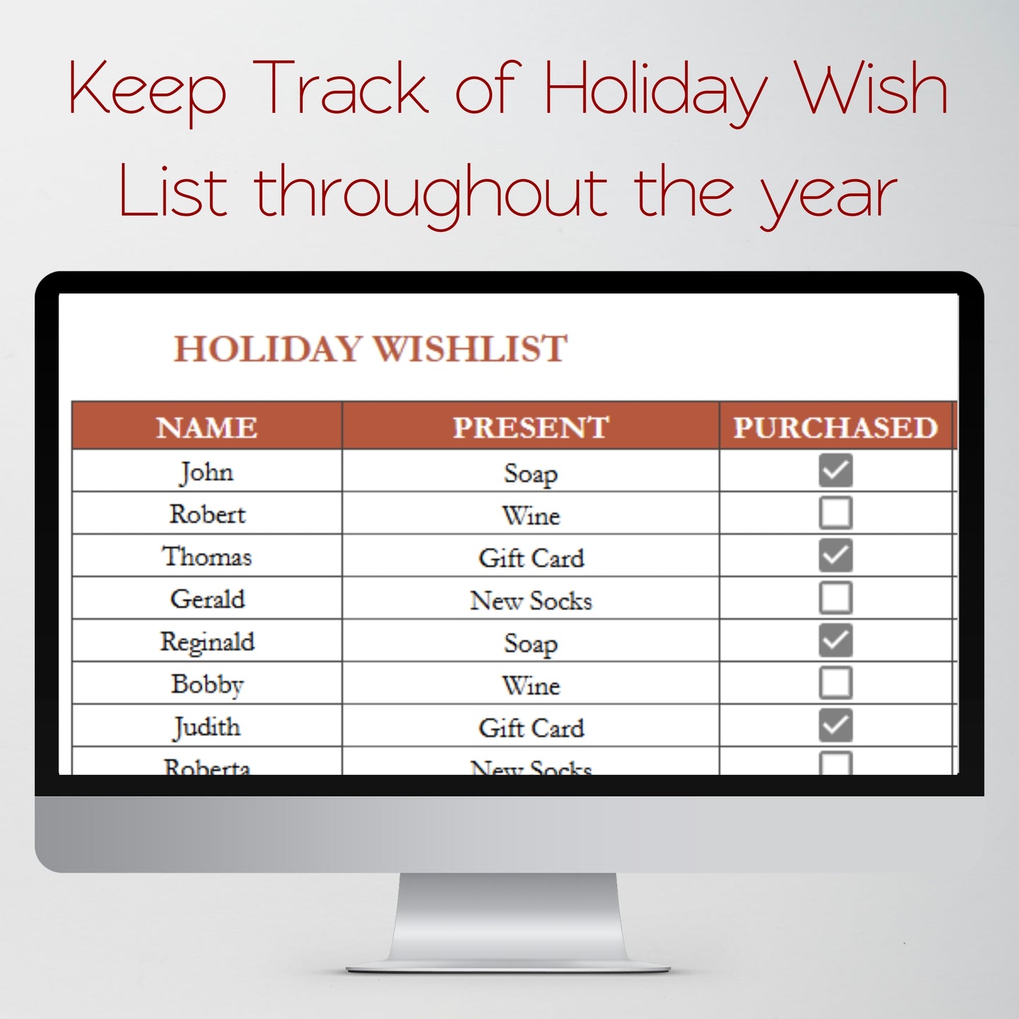Holiday Gift Tracker Google Sheet, Christmas Planner Excel Spreadsheet