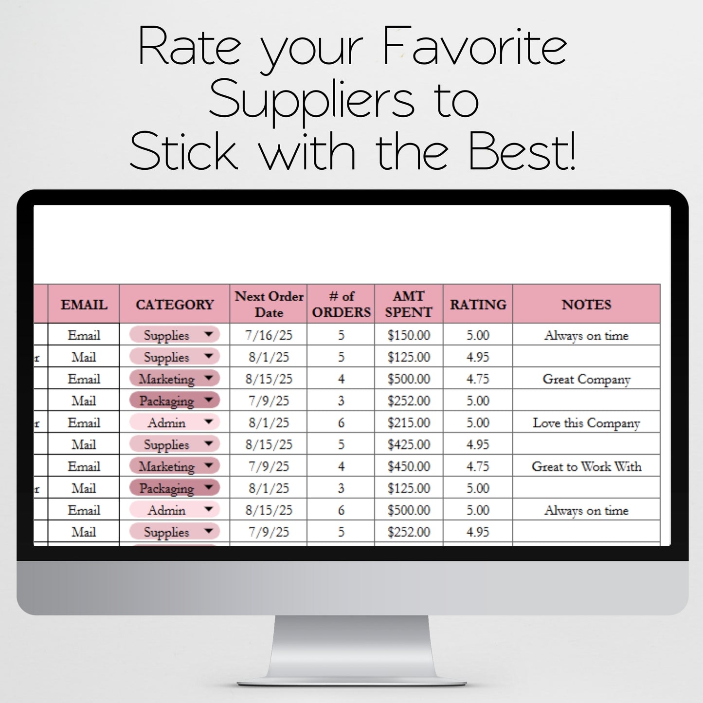 Supplier Tracker Template Google Sheet and Excel Spreadsheet