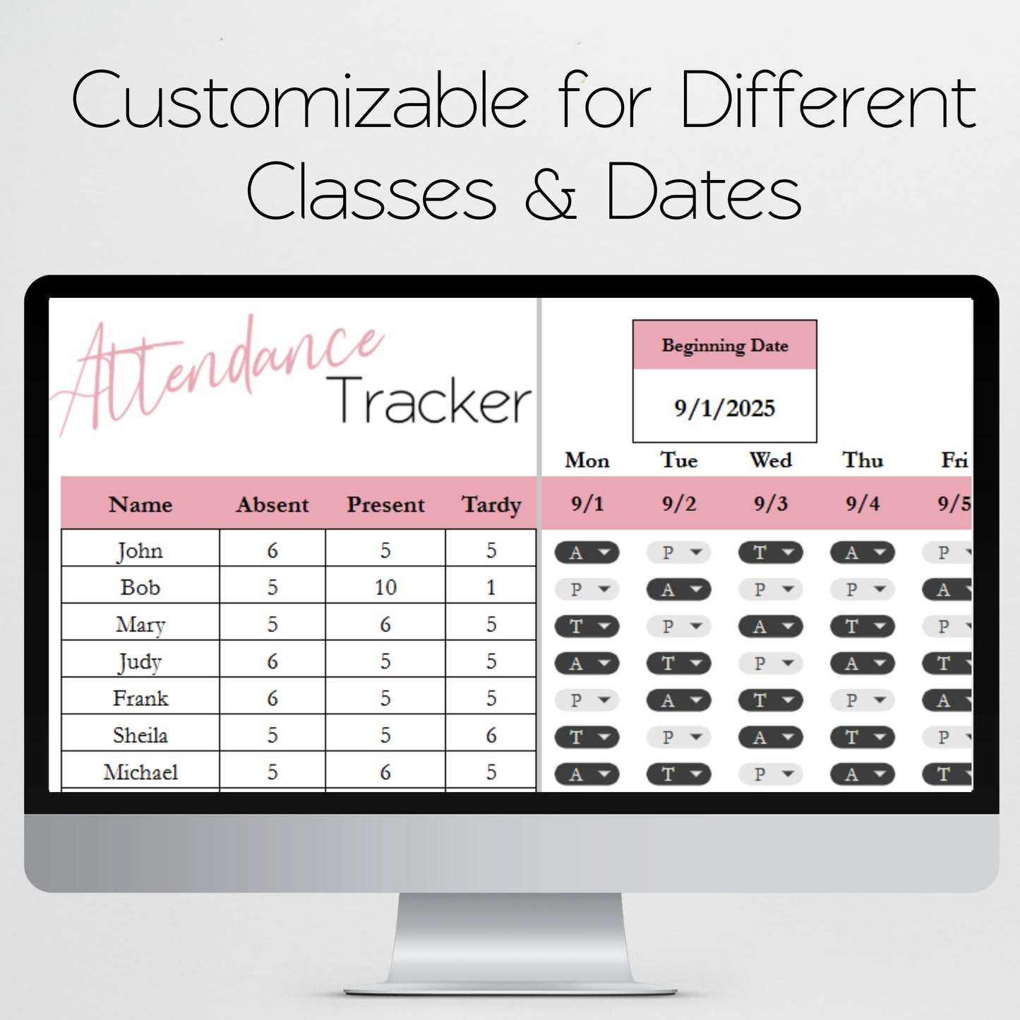Attendance Tracker Template Google Sheets Excel Spreadsheet