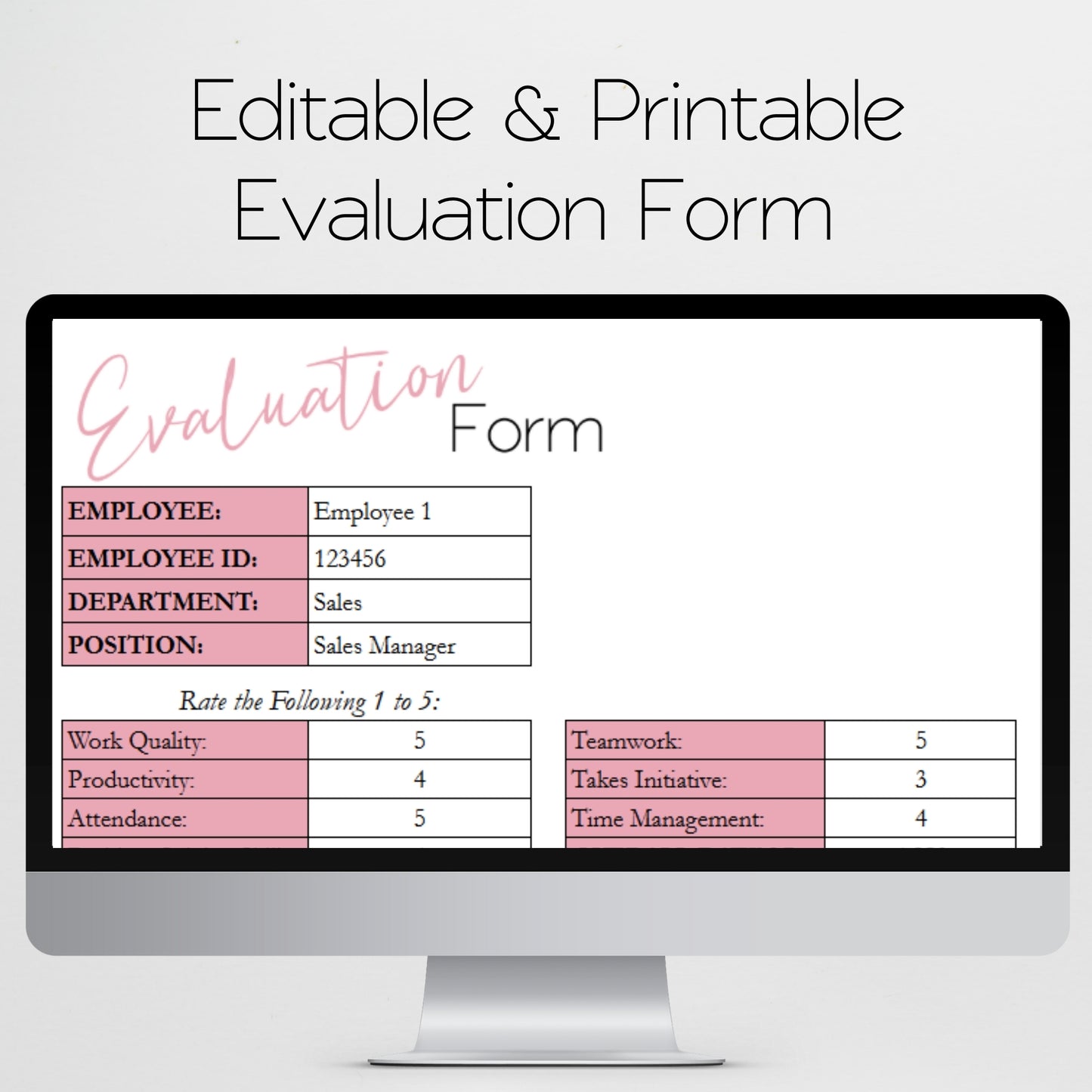 Employee Evaluation Tracker Template Google Sheets and Excel Spreadsheet - Performance Review