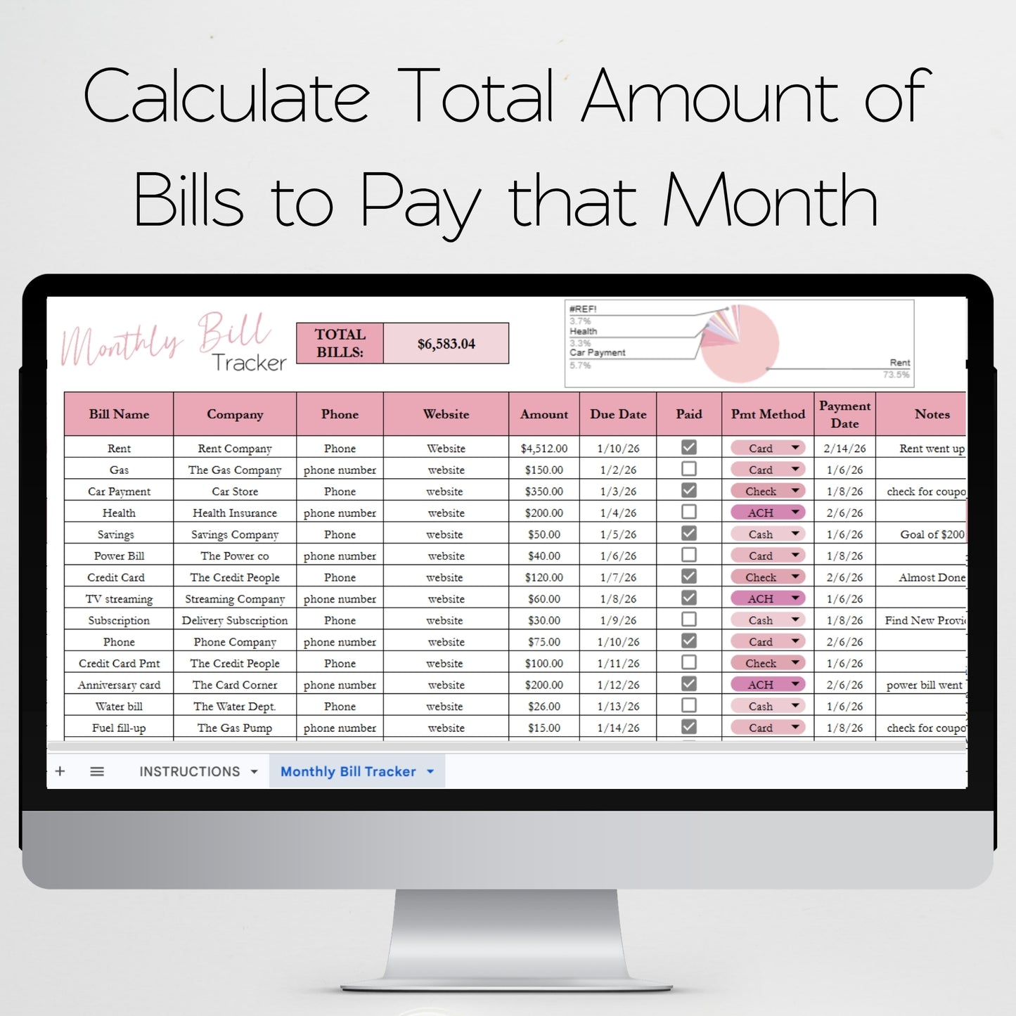 Monthly Bill Tracker Template Google Sheets and Excel Spreadsheet