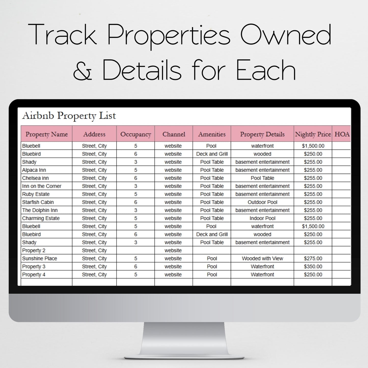 Ultimate Airbnb Planner Template Google Sheets Excel Spreadsheet