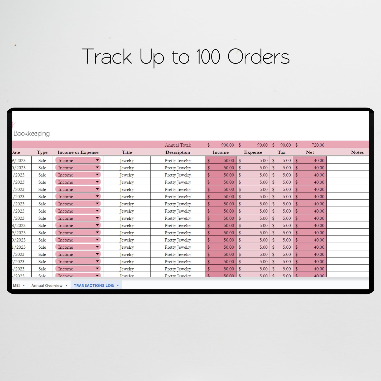 Jewelry Business Bookkeeping Spreadsheet Google Sheets