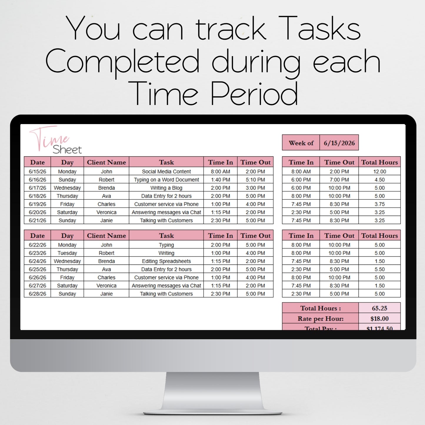 Time Sheet Template Google Sheets and Excel Spreadsheet