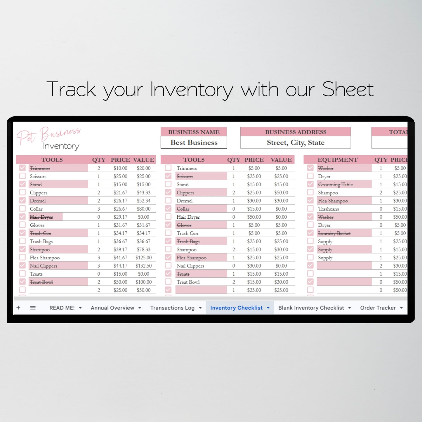 Pet Business Planner Bundle Google Sheet and Excel Spreadsheet