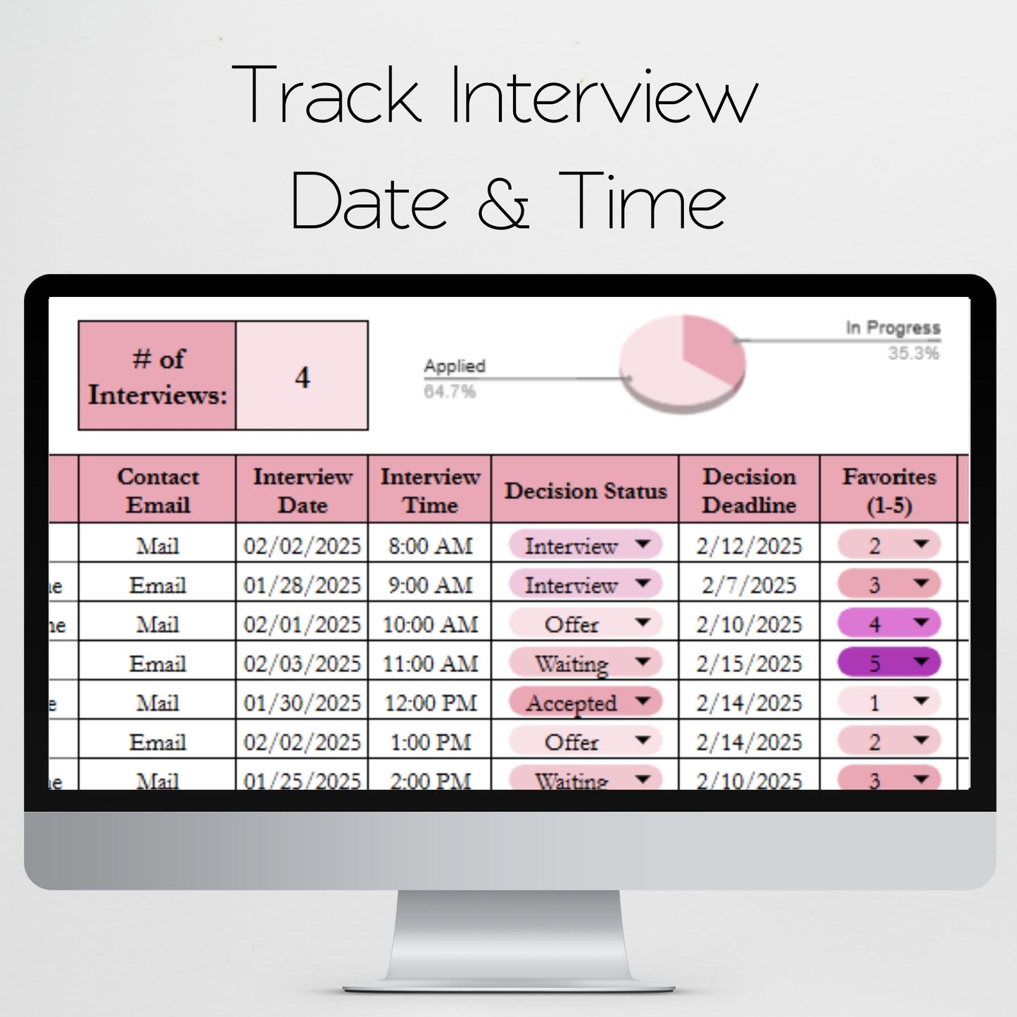 Job Application Tracker Excel Spreadsheet and Google Sheets Template