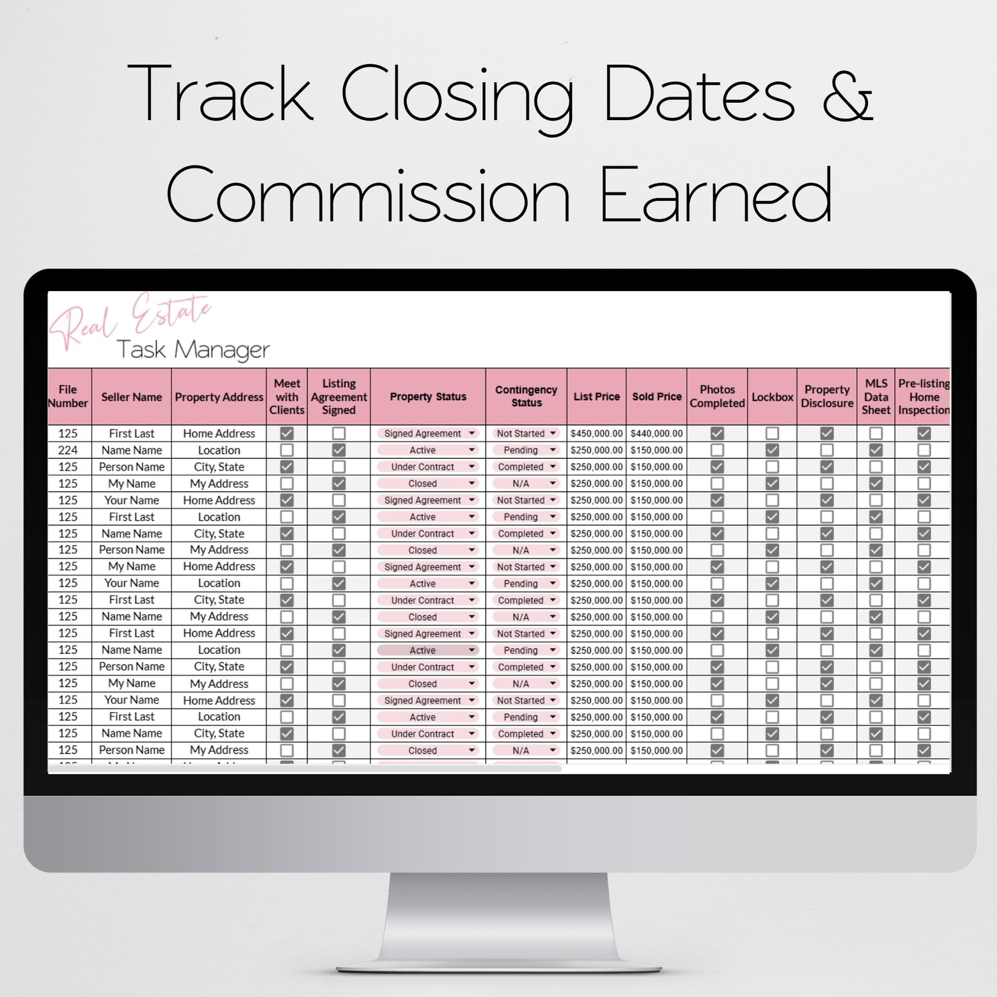 Real Estate Task Tracker Template Google Sheets Excel Spreadsheet