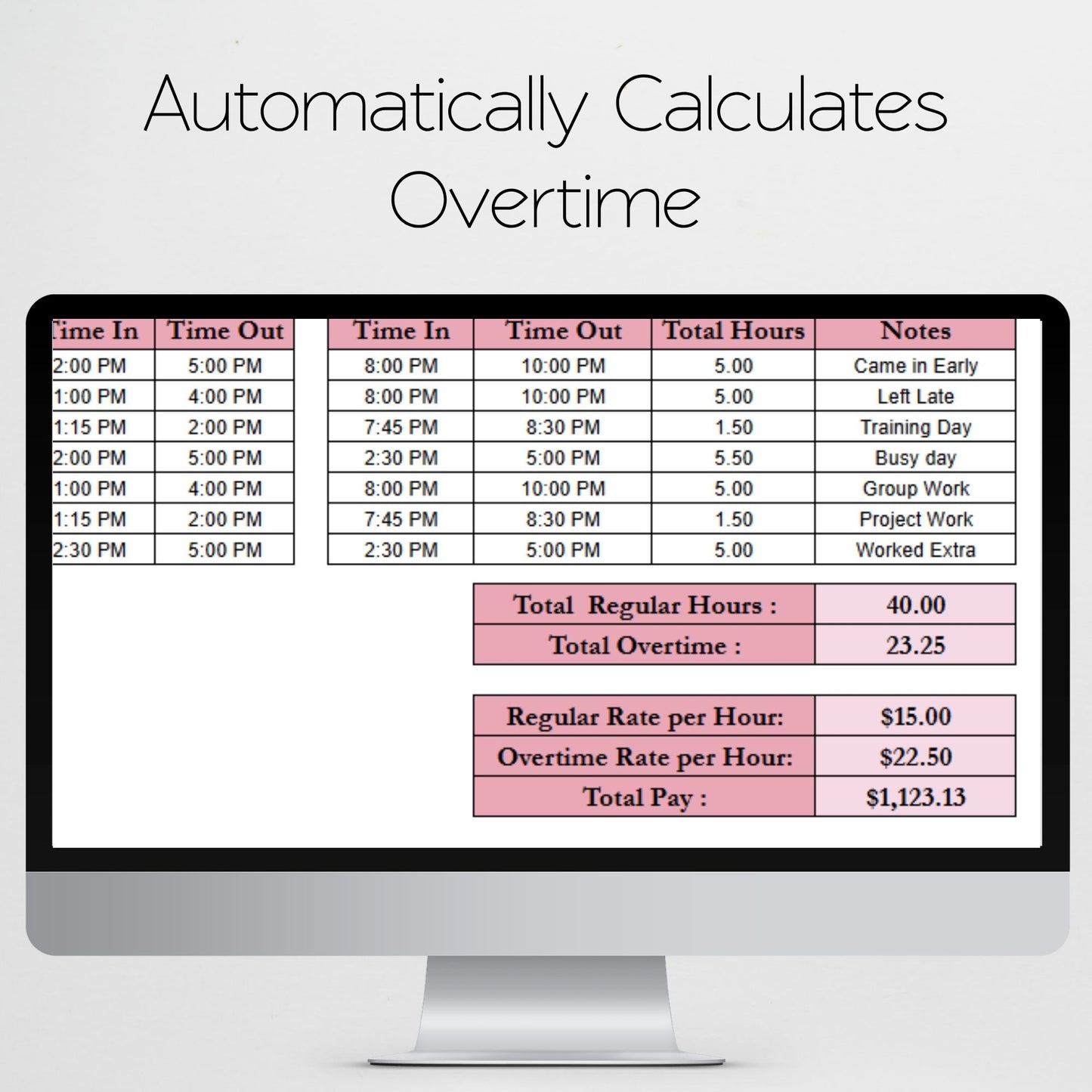 Biweekly Time Sheet Template — Google Sheets & Excel | Editable Time Log, Payroll Tracker & Overtime Calculator