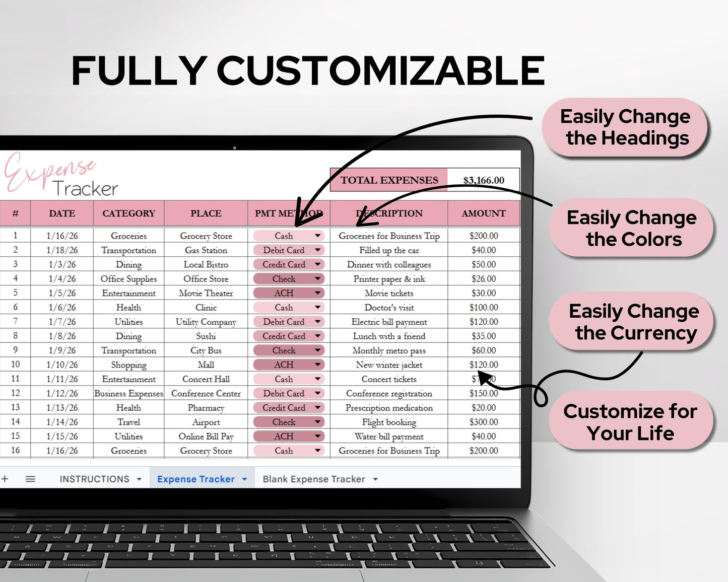 Expense Tracker Template Google Sheets and Excel Spreadsheet | Expenses Tracking for Small Business & Home Budget