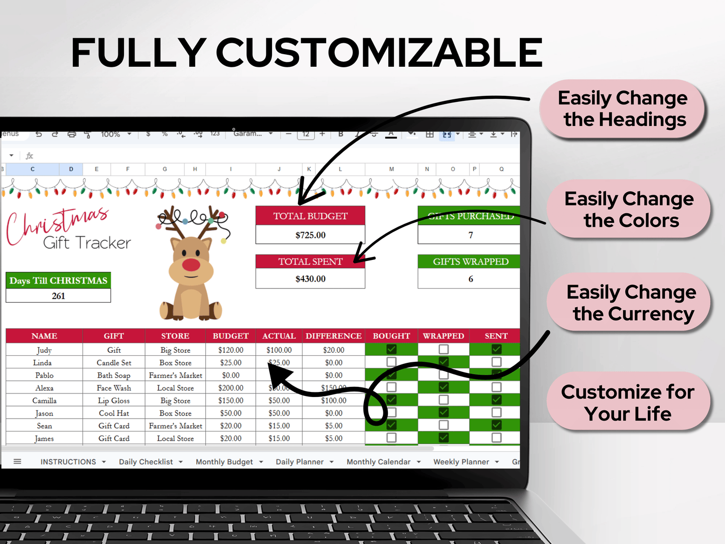 Ultimate Life Planner Template Google Sheets and Excel Spreadsheet