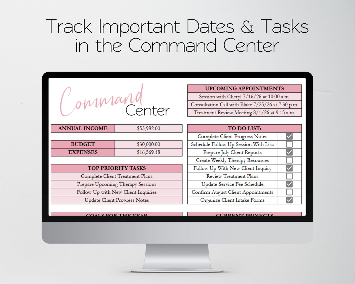 Therapist Business Planner Spreadsheet Bundle | Client Tracker, Bookkeeping & Practice Management Templates | Google Sheets & Excel