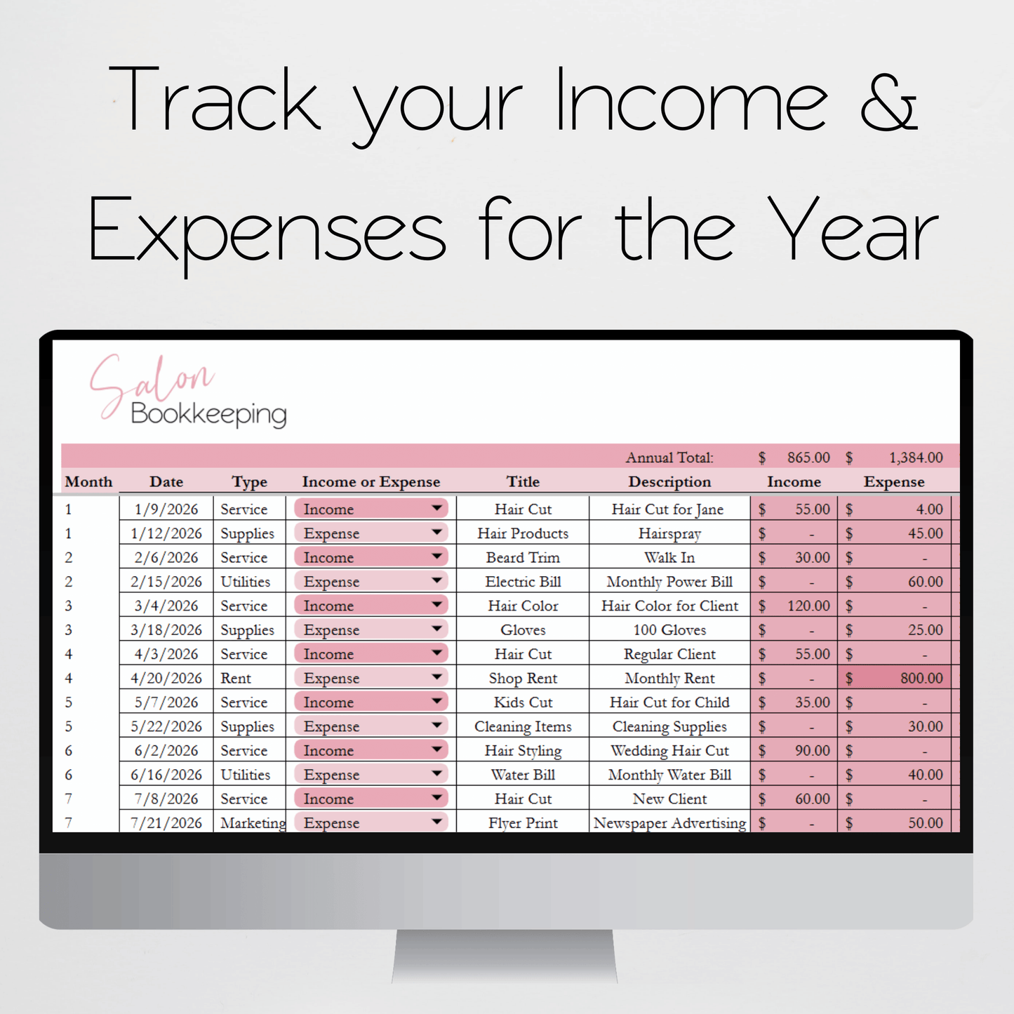 Hair Salon Business Bundle Template Google Sheets Excel Spreadsheet