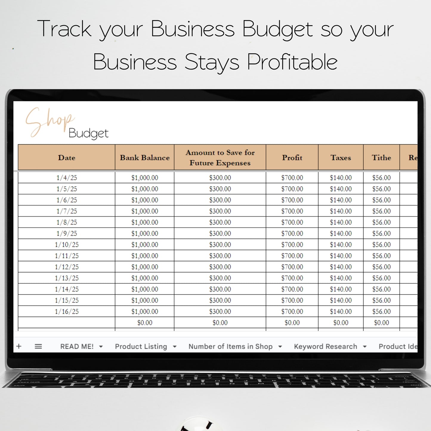 Product Listing Template Organization Sheet for Etsy - Google Sheet