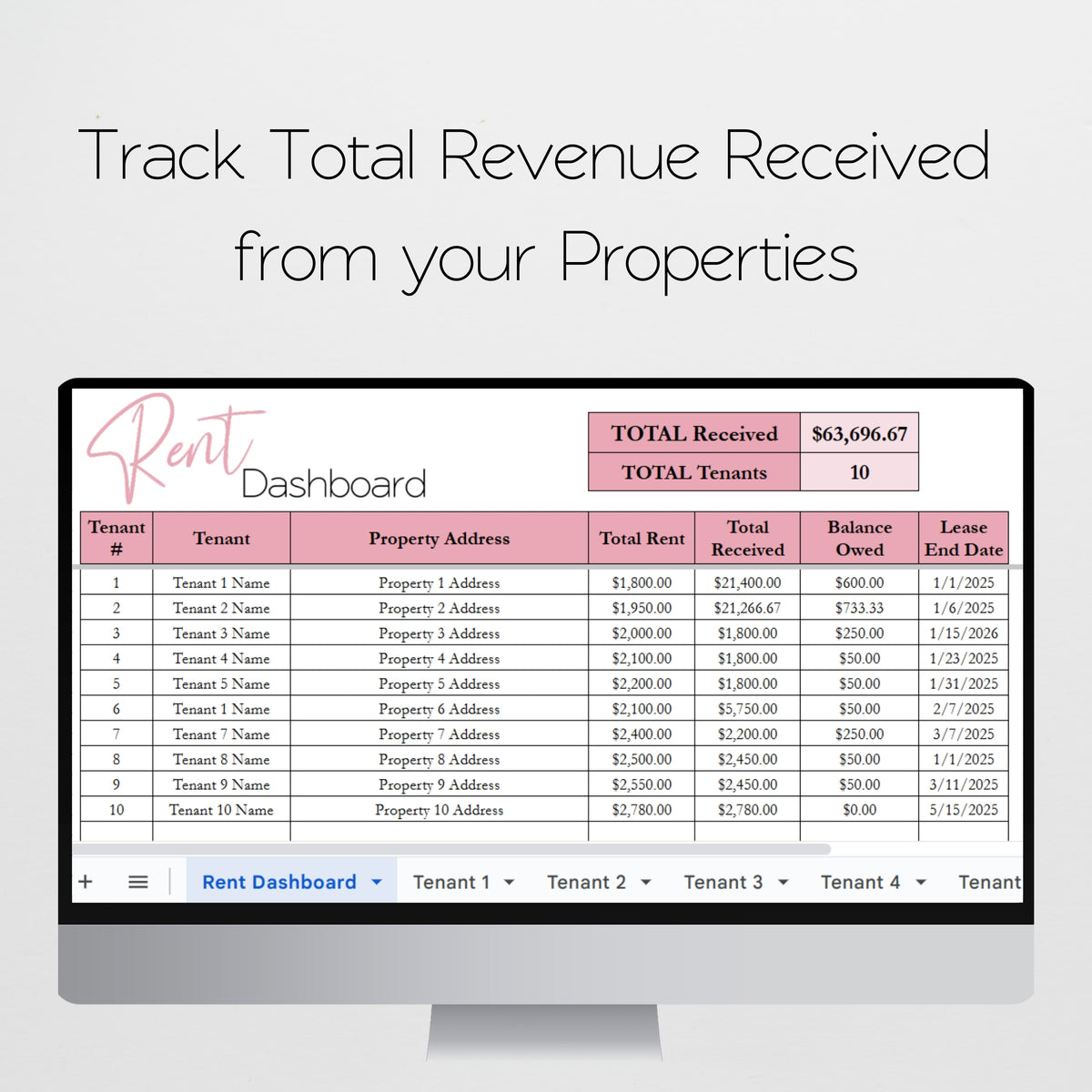 Google Rent Ledger Rent Ledger Template Google Sheets and Excel Spreadsheet – Savvy and ...