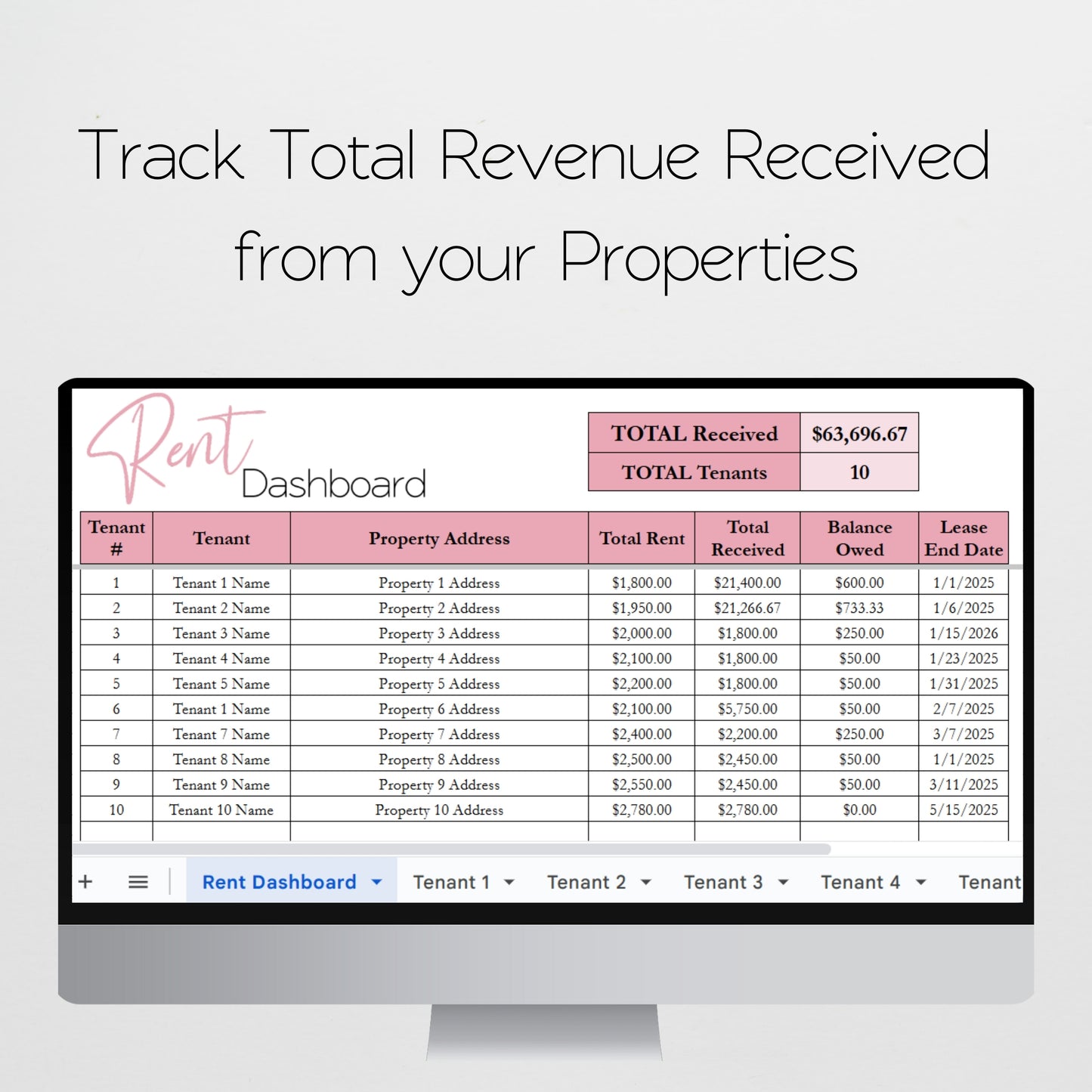 Rent Ledger Template Google Sheets and Excel Spreadsheet
