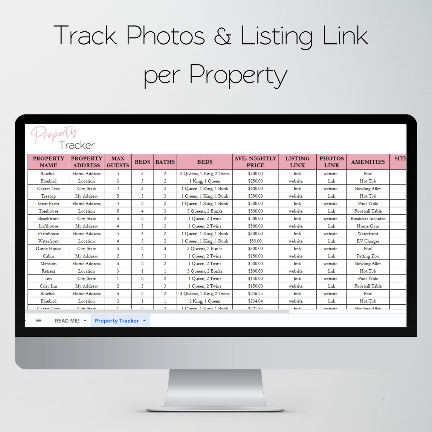 Airbnb Property Tracker Template Google Sheets Excel Spreadsheet
