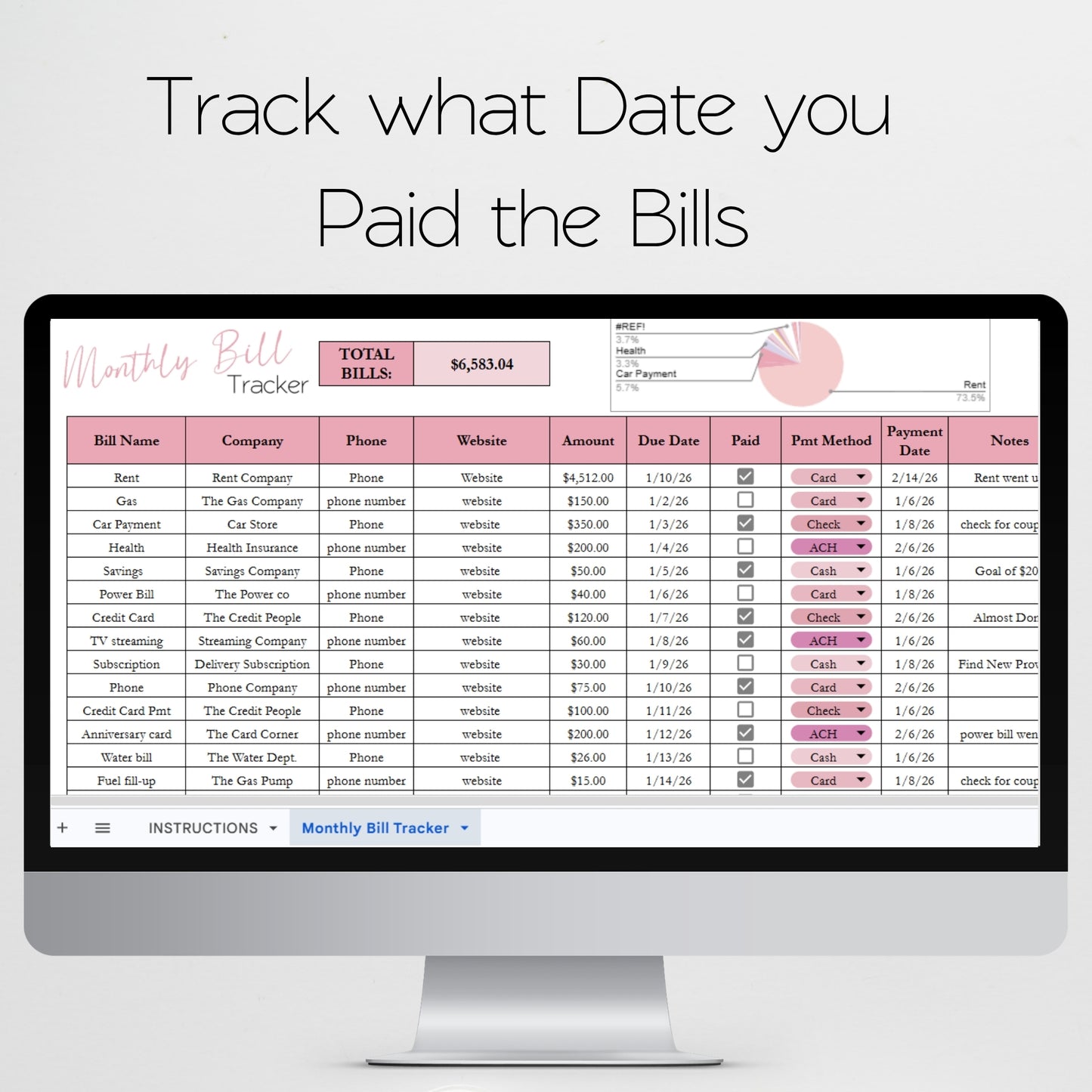 Monthly Bill Tracker Template Google Sheets and Excel Spreadsheet