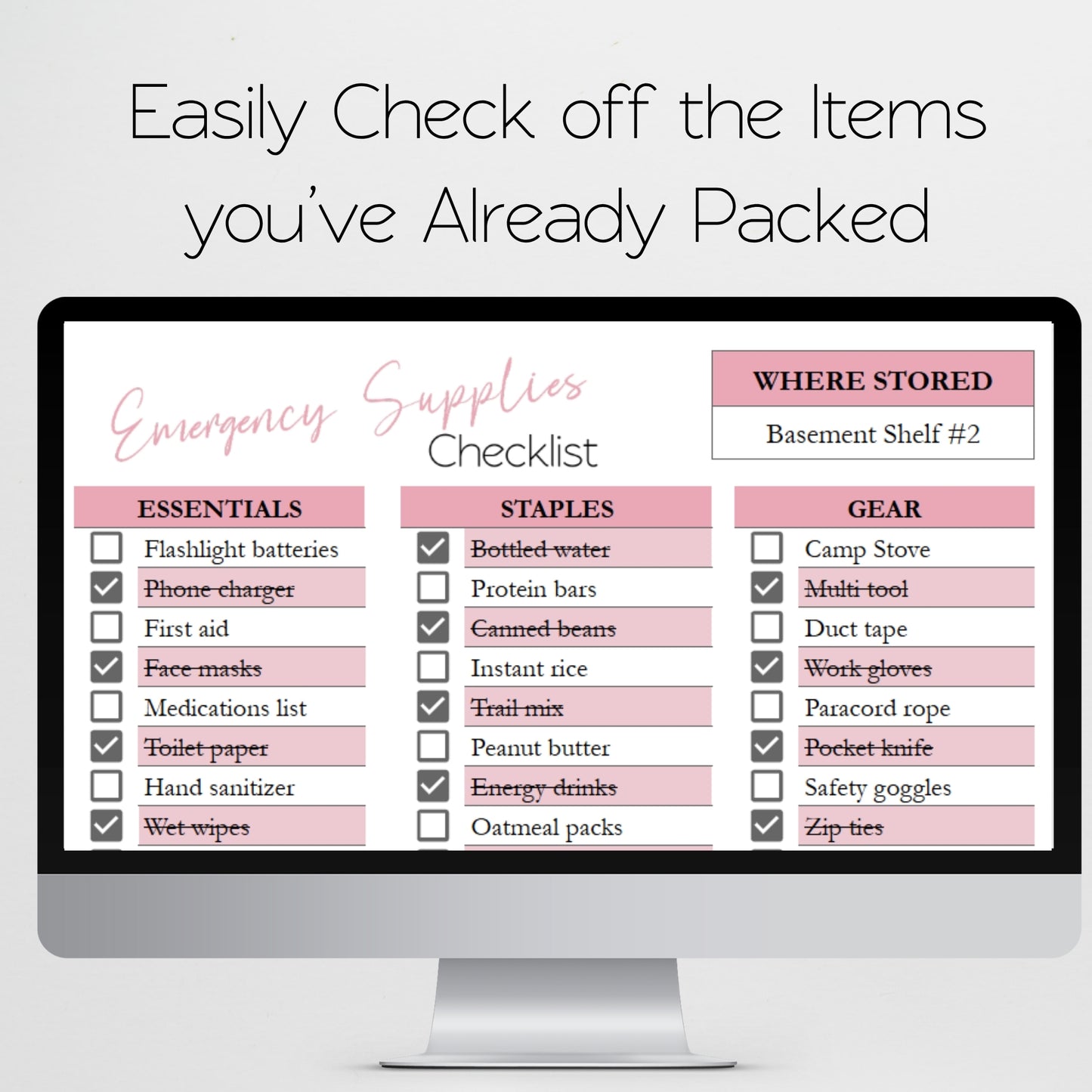 Emergency Supplies Kit Checklist Spreadsheet Template Google Sheets and Excel Spreadsheet