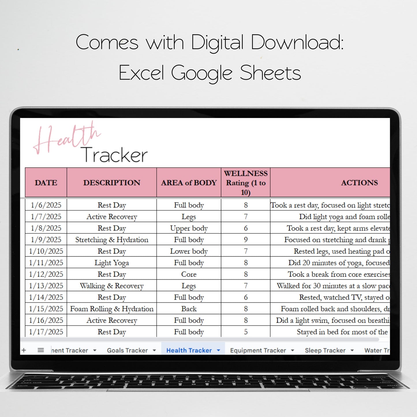 Fitness Tracker Template Google Sheets Bundle with Weight Loss Tracker and Exercise Tracker