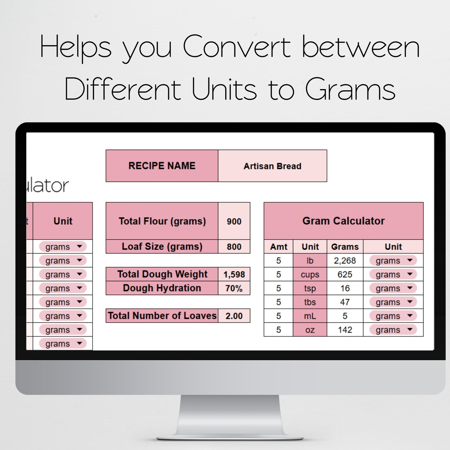 Bread Calculator Template Google Sheets and Excel Spreadsheet - Baking & Cost Calculator
