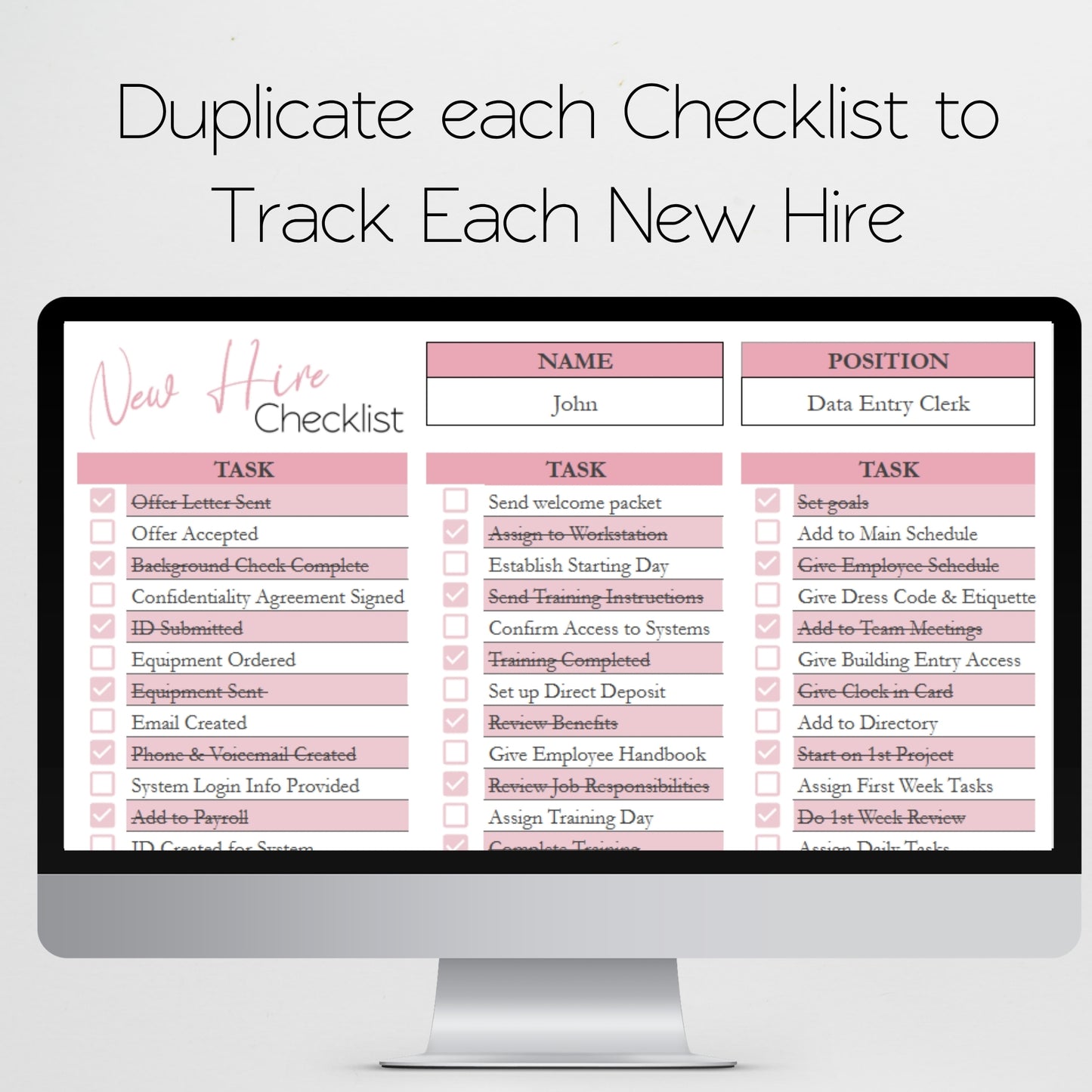 New Hire Checklist Template for Google Sheets and Excel Spreadsheet