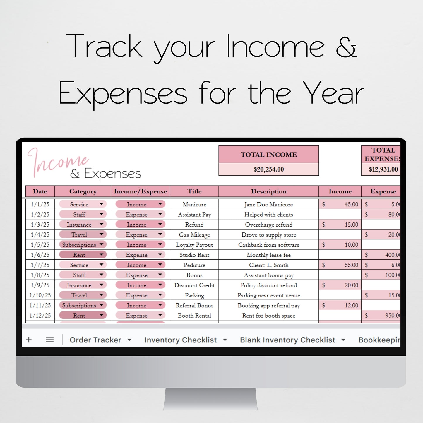 Nail Salon Business Template Bundle Google Sheet and Excel Spreadsheet