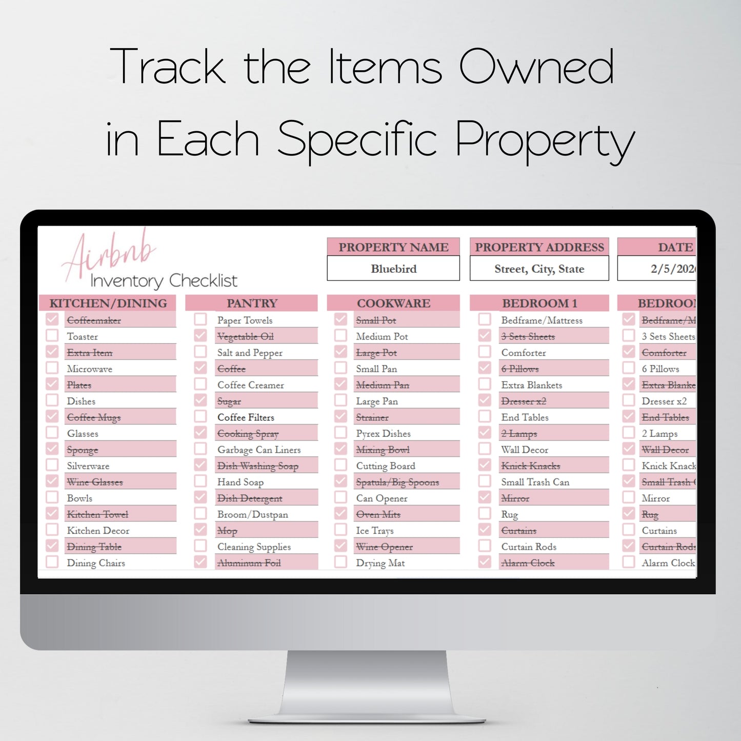 Airbnb Inventory Checklist Template Google Sheets Excel Spreadsheet