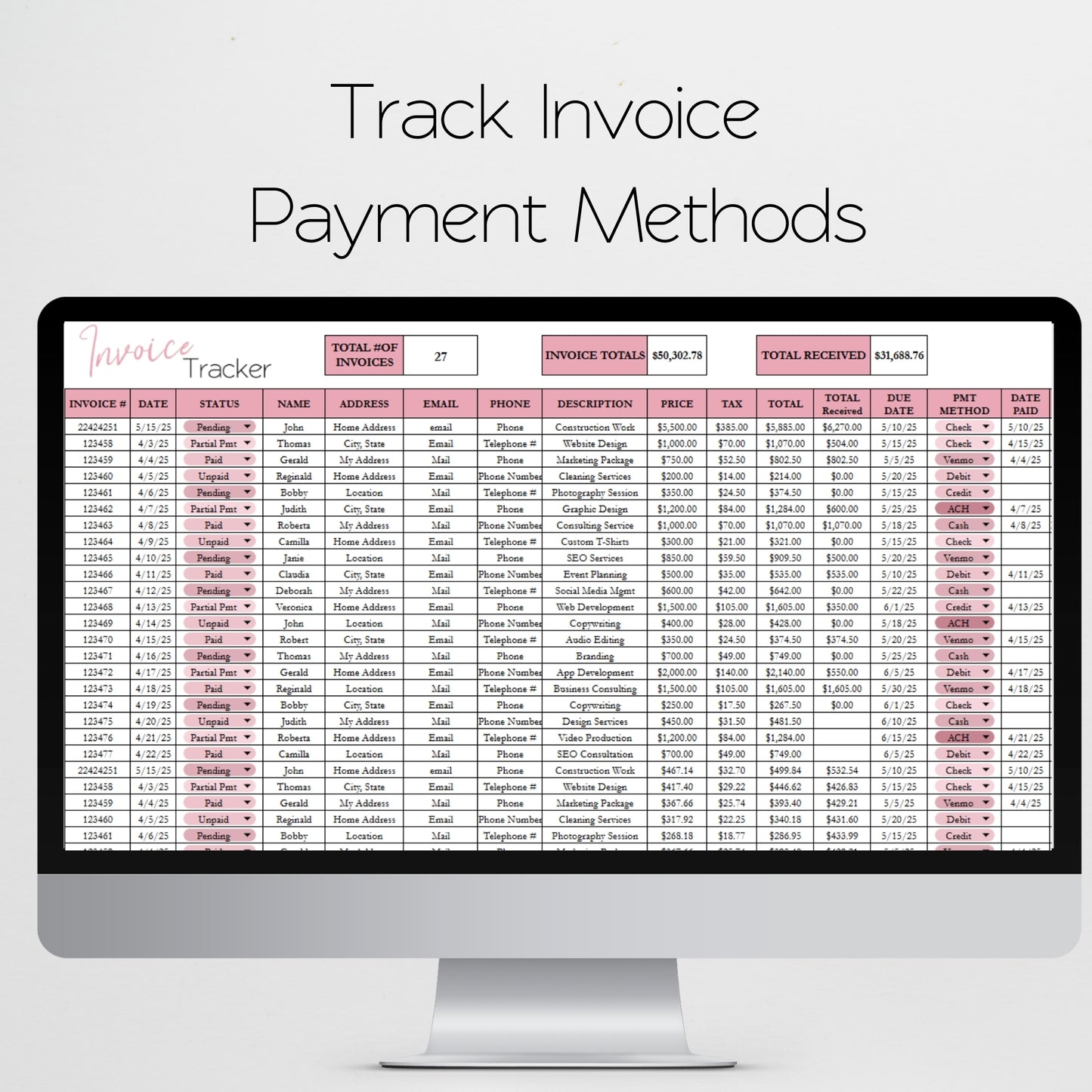 Invoice Tracker Template Google Sheets and Excel Spreadsheet