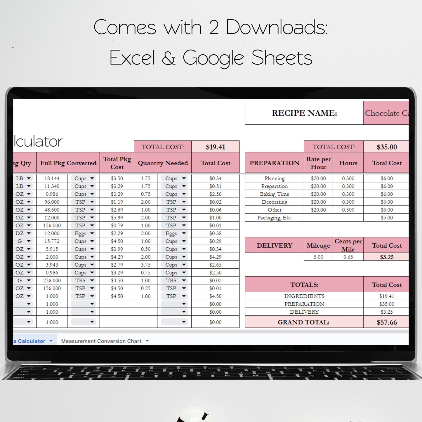 Cake Calculator Google Sheet