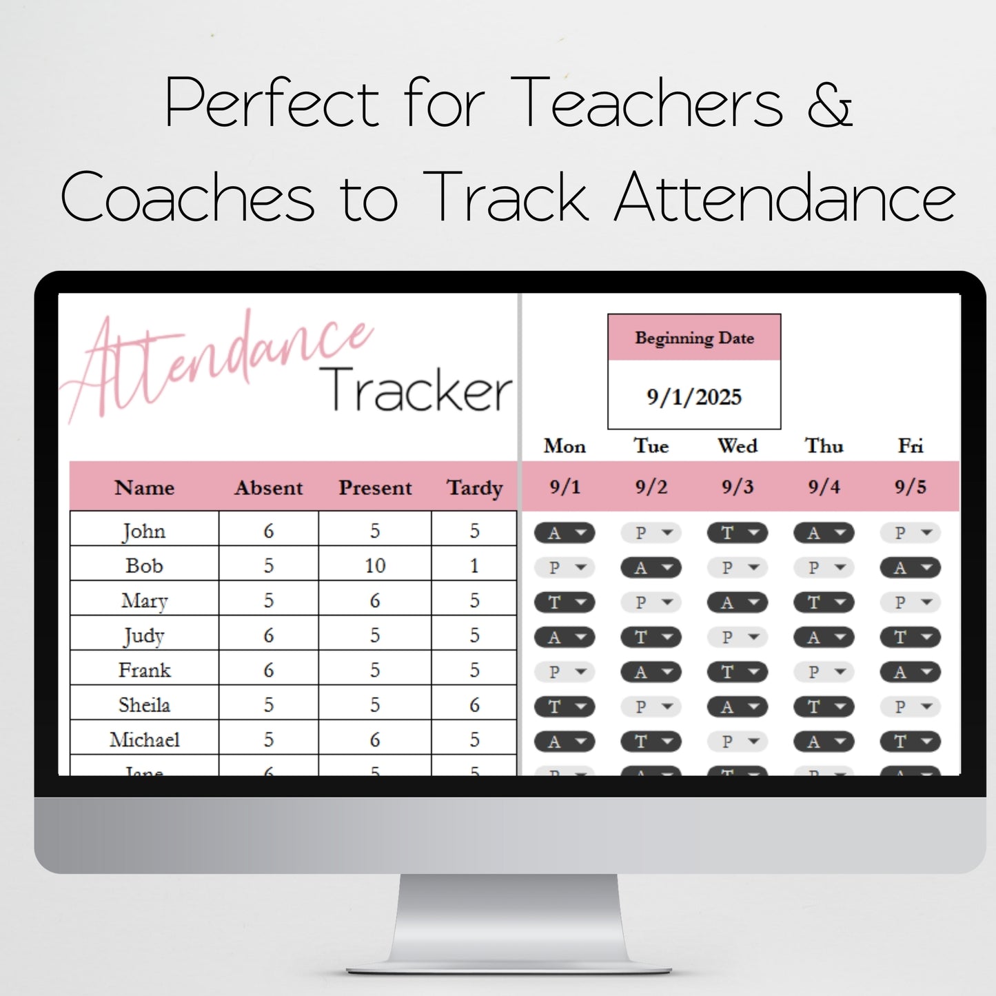 Attendance Tracker Template Google Sheets Excel Spreadsheet