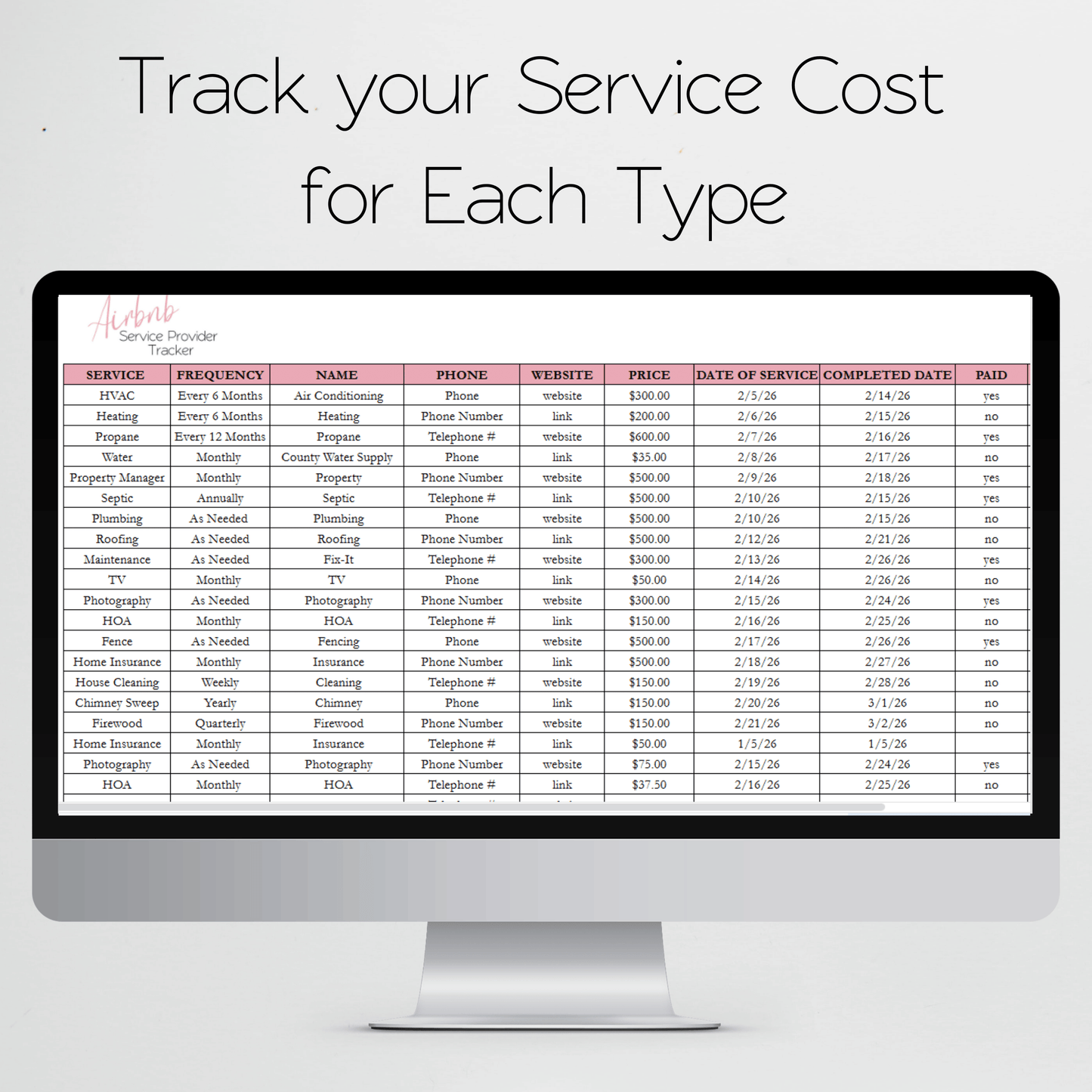 Airbnb Provider Checklist Template Google Sheets Excel Spreadsheet