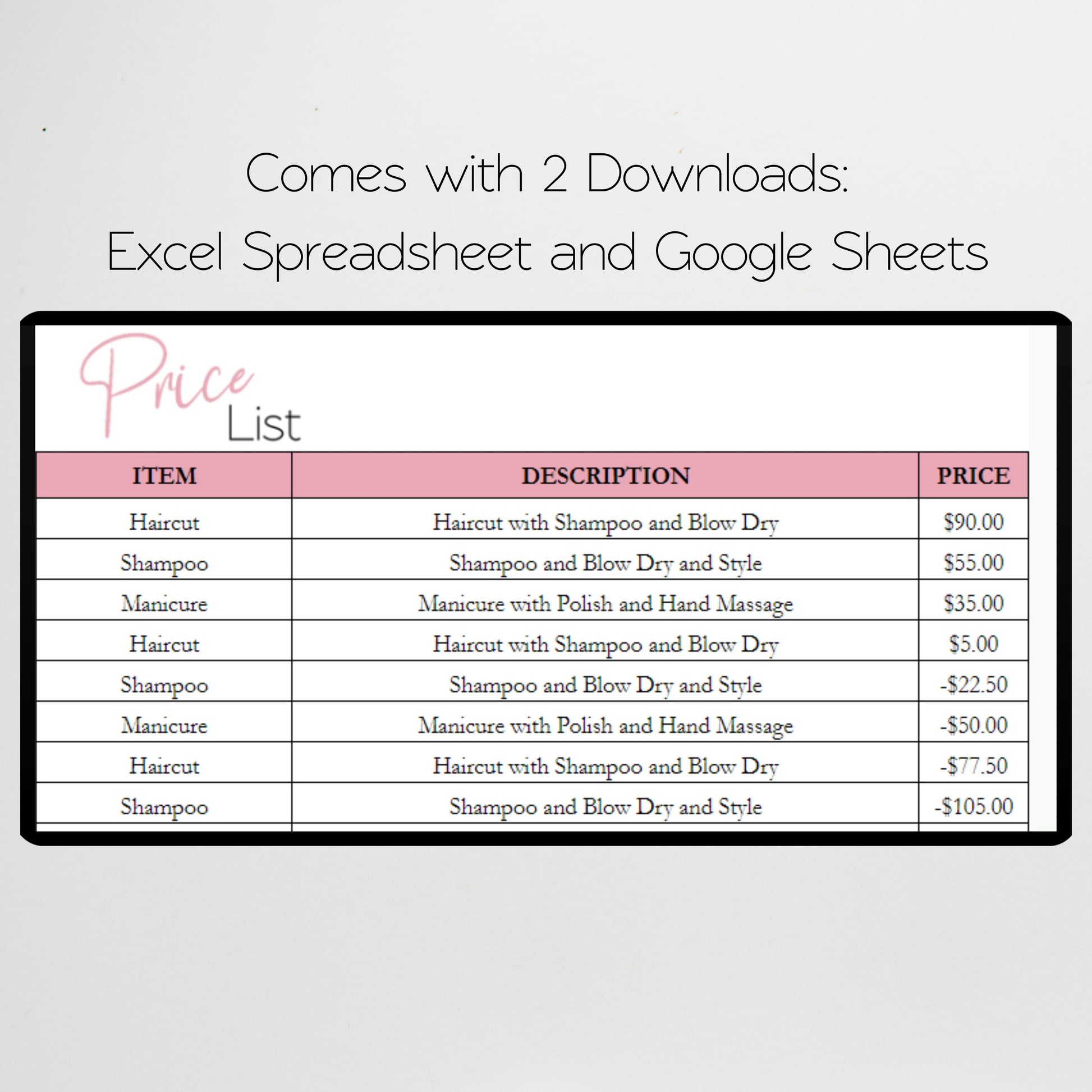 Hair Salon Business Bundle Template Google Sheets Excel Spreadsheet