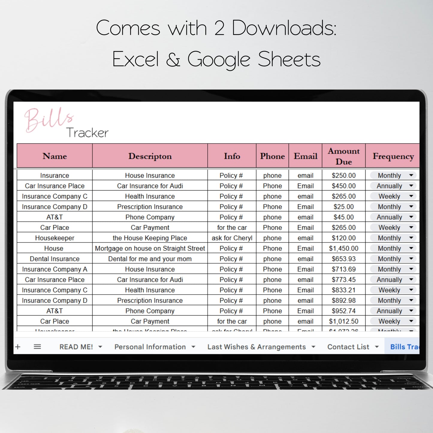 End of Life Planner Google Sheet Template, Death Planner