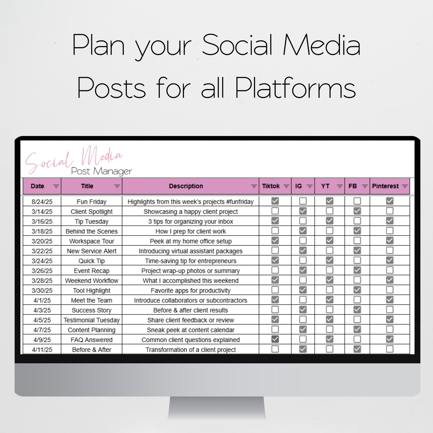 Virtual Assistant Business Planner Template Bundle Google Sheet and Excel Spreadsheet