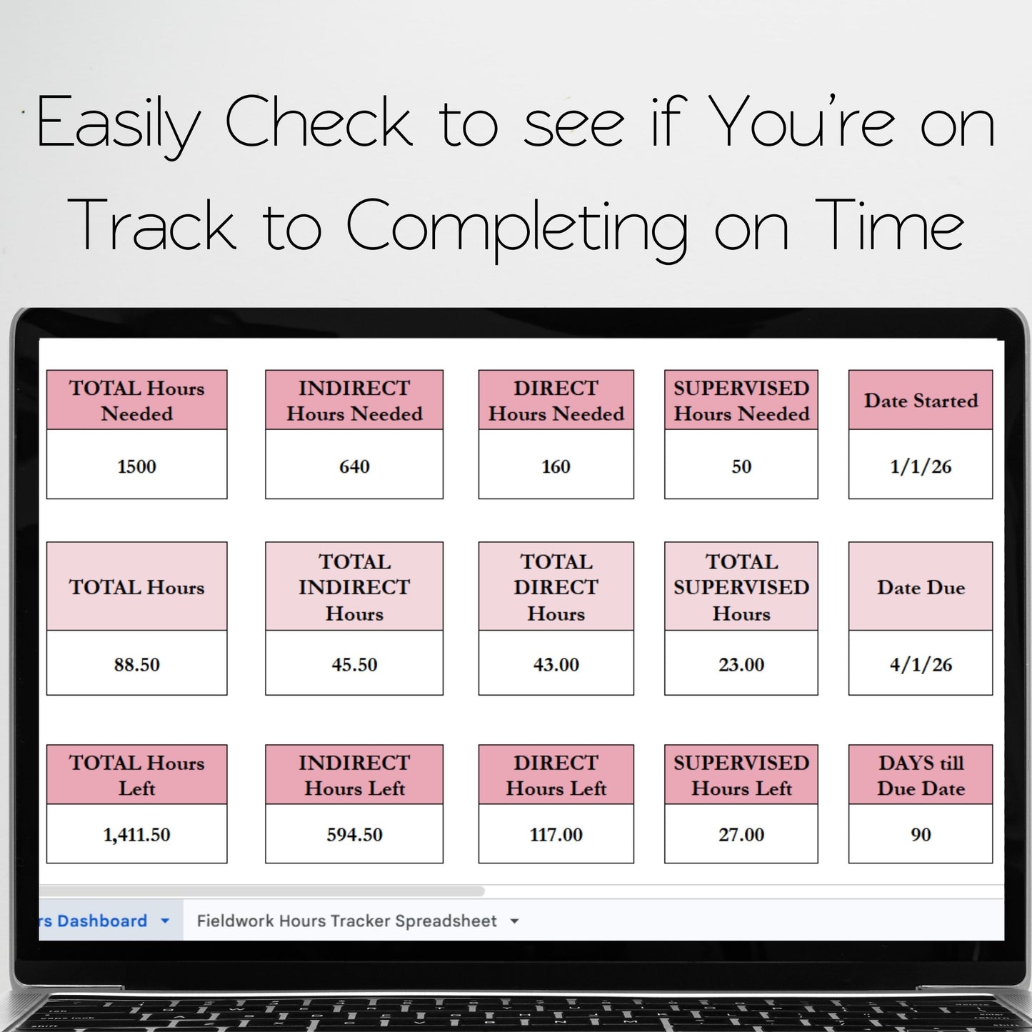 Fieldwork Hours Tracker | Clinical Internship Practicum Externship Log Spreadsheet for SLP, OT, PT, MFT, LPC | Excel & Google Sheets Template