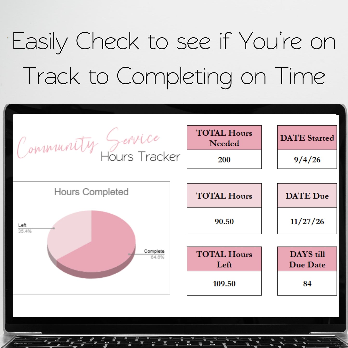 Community Service Hours Log Spreadsheet | Student Service Record & Graduation Requirement Tracker | Google Sheets & Excel