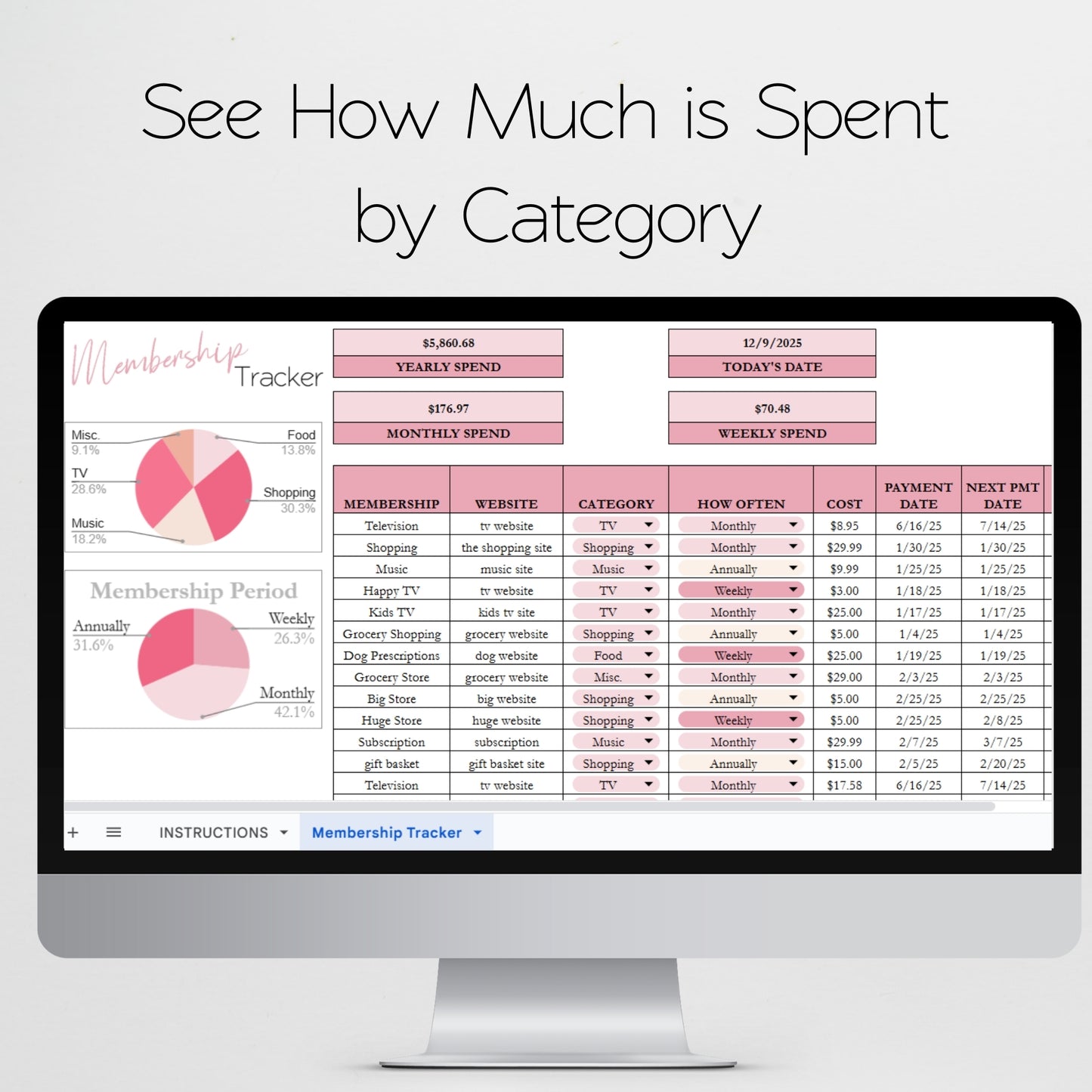 Membership Tracker Template Google Sheet and Excel Spreadsheet