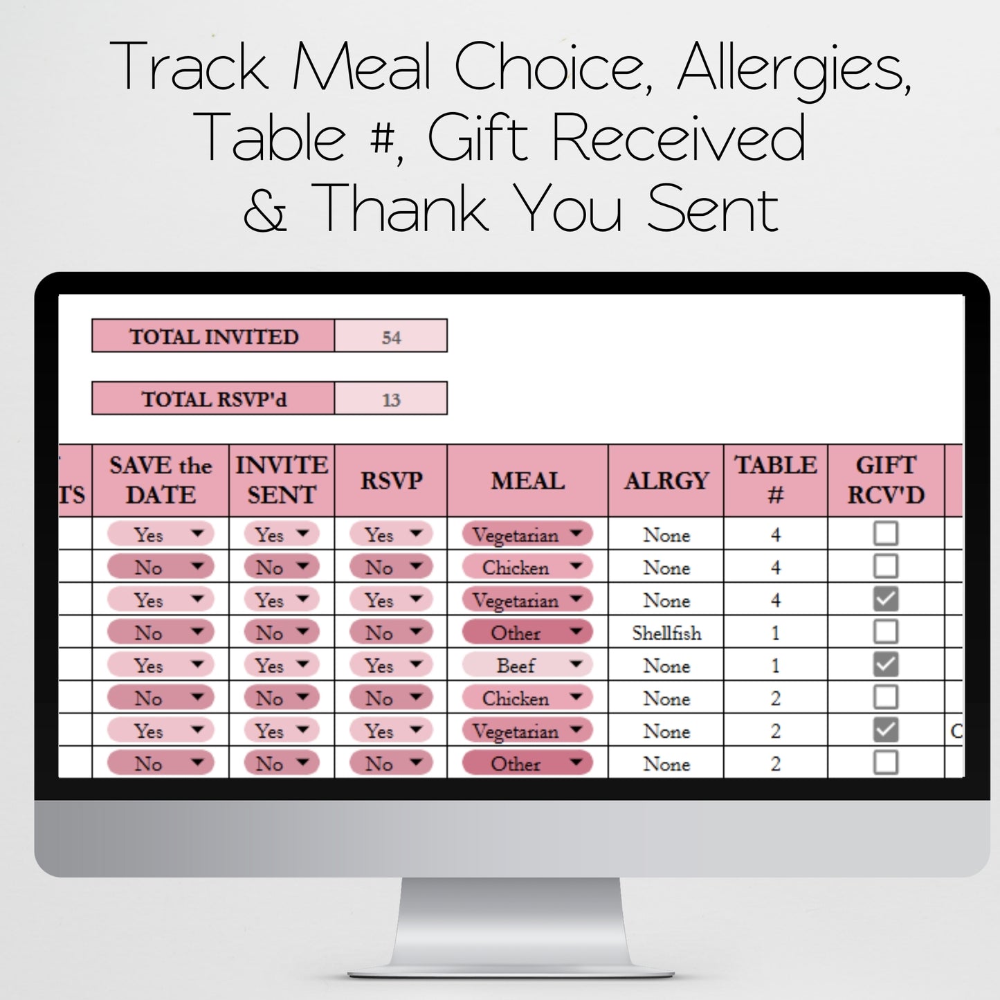 Seating Chart Template and Guest List for Google Sheets and Excel Spreadsheet