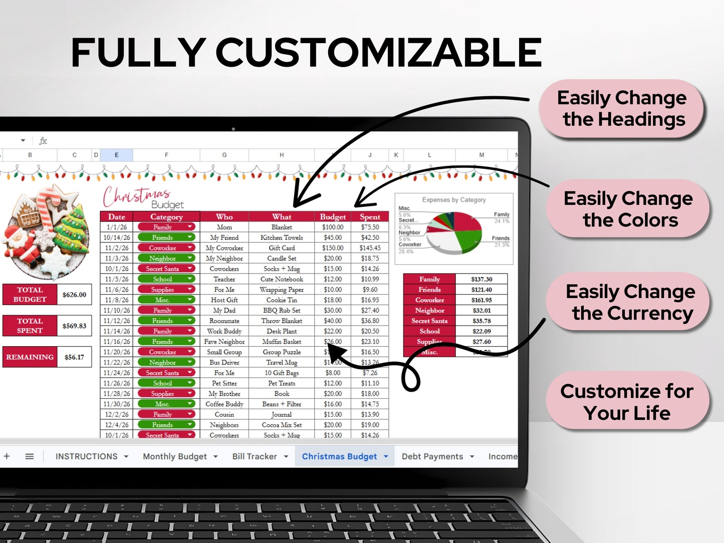Budget Template Google Sheets & Excel – Spreadsheet Bundle for Weekly & Monthly Budgeting, Track Bills, Expenses, Savings & Debt in One Simple Sheet