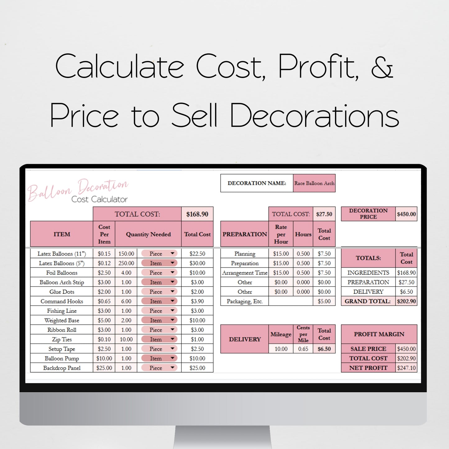 Balloon Business Template Bundle Google Sheet and Excel Spreadsheet