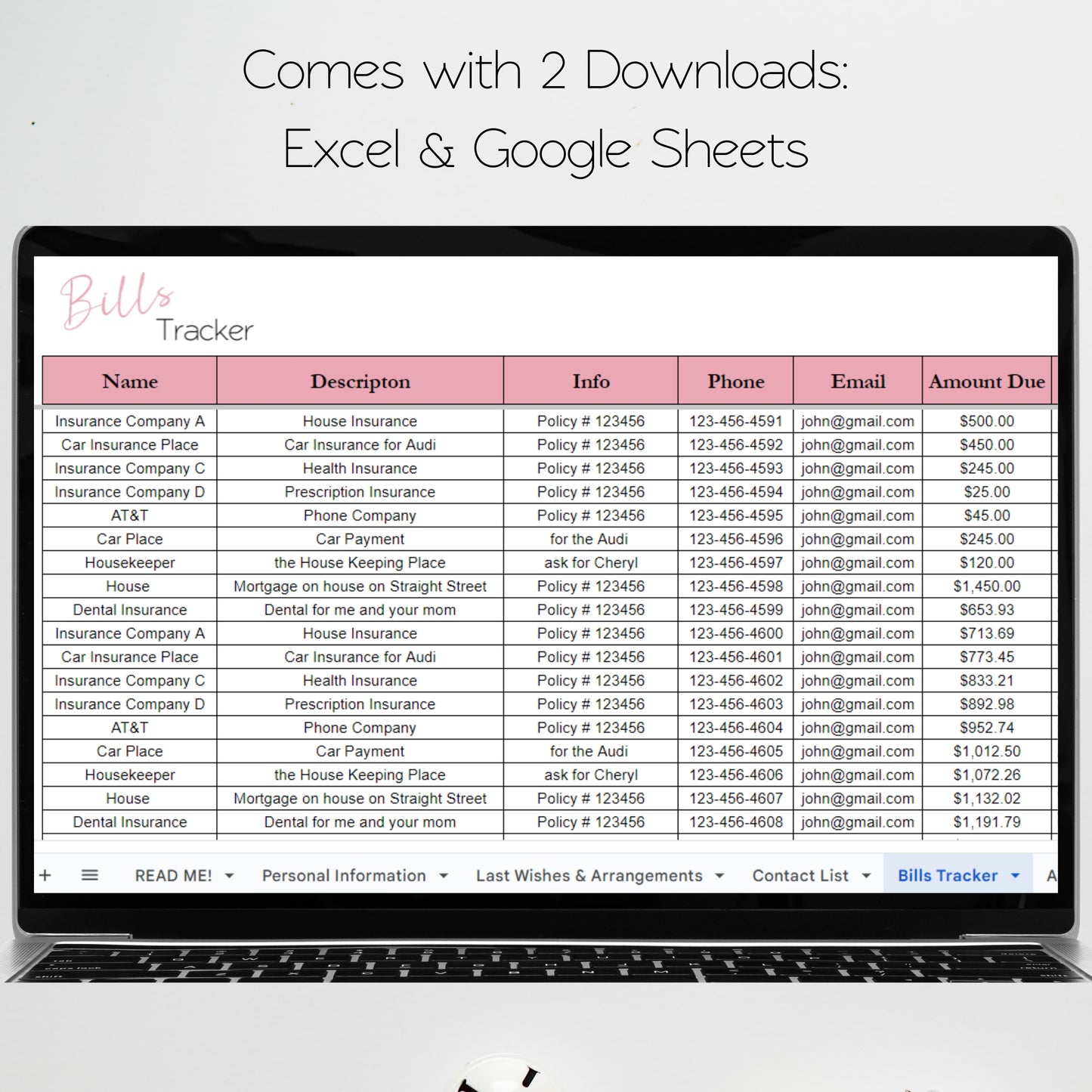 End of Life Planner Google Sheet Template, Death Planner