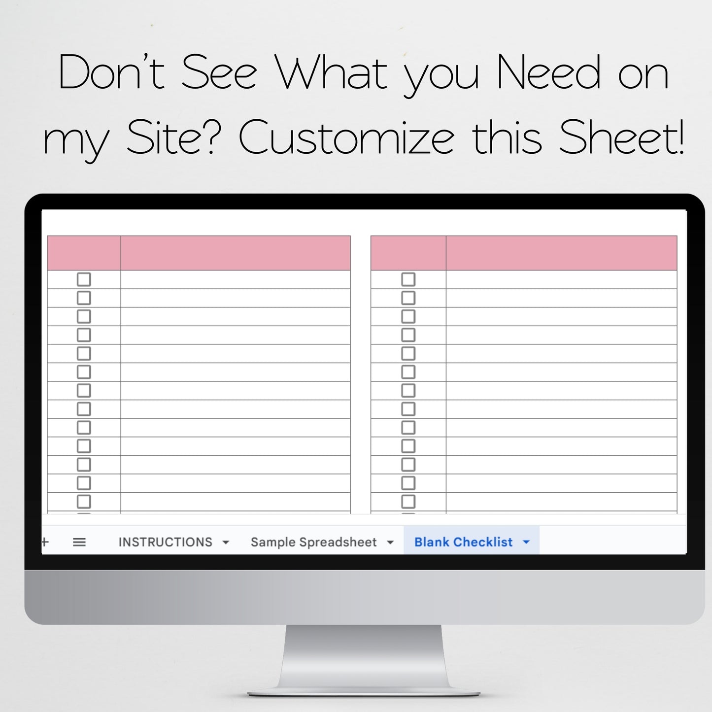 Blank Checklist Template Google Sheets Spreadsheet - Editable Blank List Template