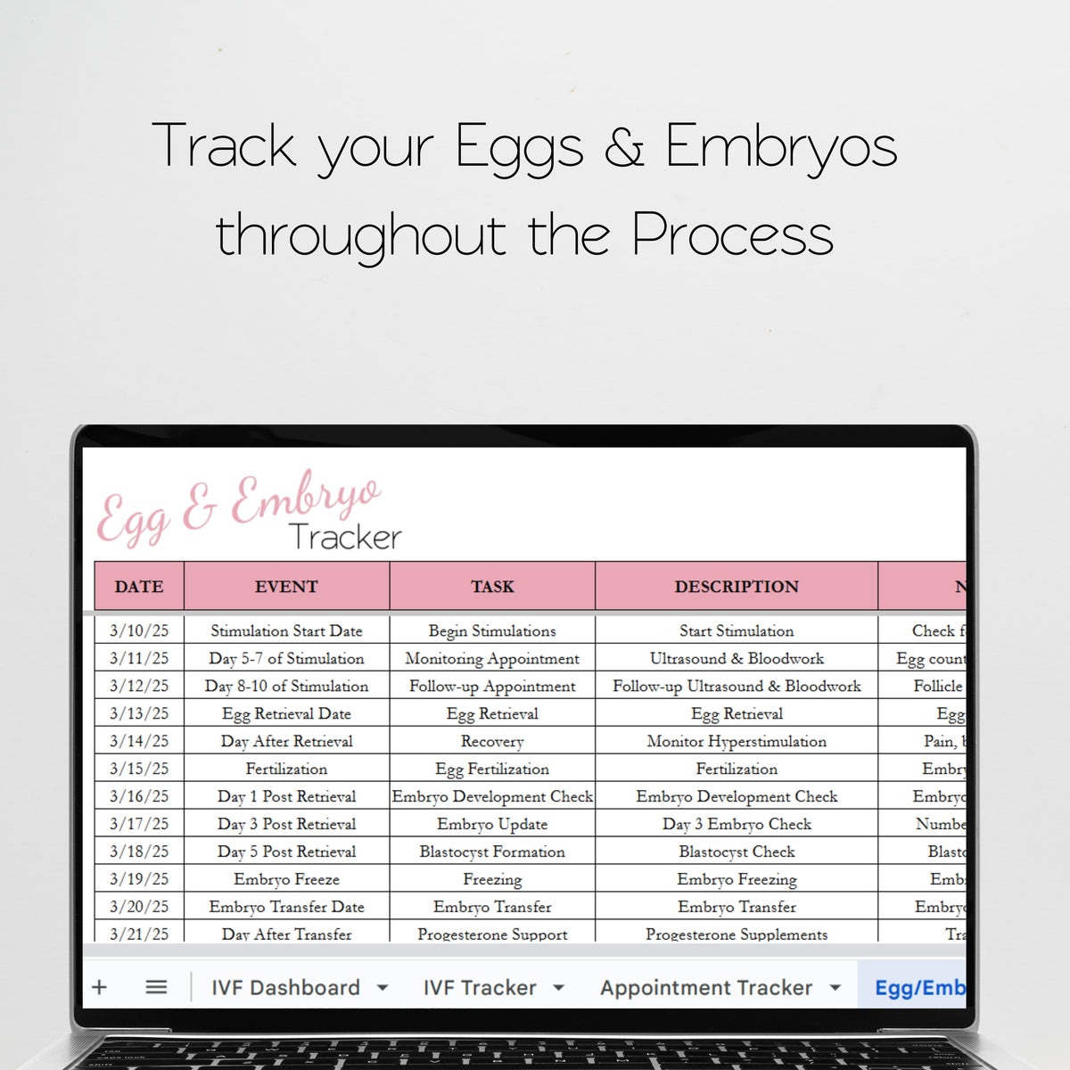 IVF Planner Template Bundle Google Sheet and Excel Spreadsheet – Savvy ...