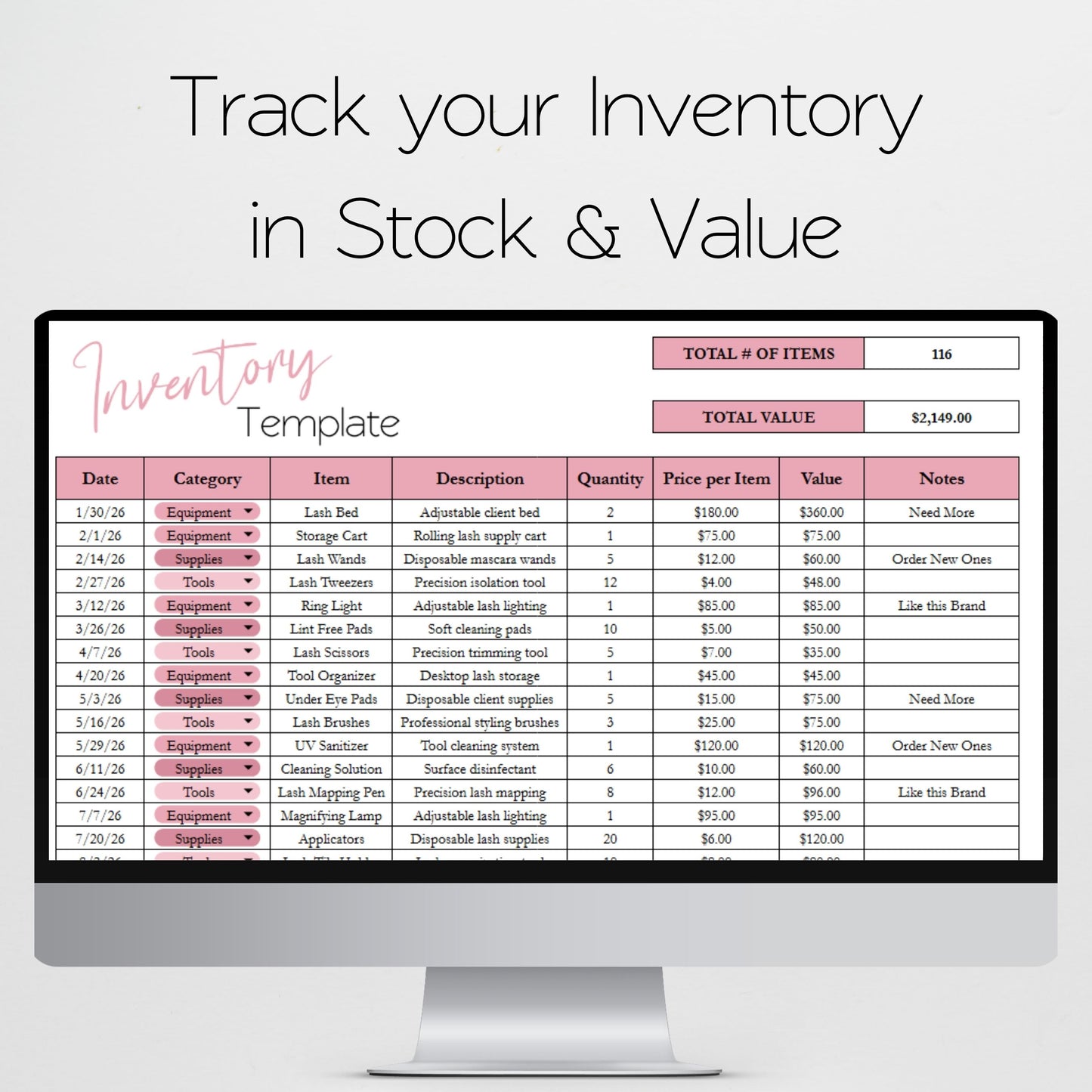 Lash Tech Business Bundle | Google Sheets & Excel Spreadsheet for Lash Artists | Client Tracker, Appointments, Bookkeeping & Business Planner