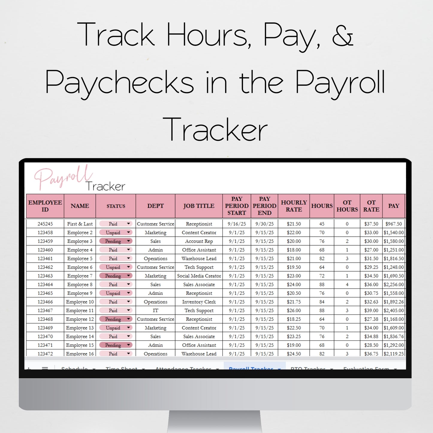 HR Templates for Small Business Google Sheet and Excel Spreadsheet Bundle