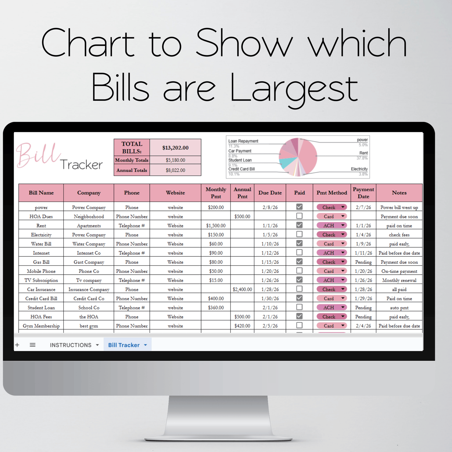 Bill Tracker Template Google Sheets and Excel Spreadsheet