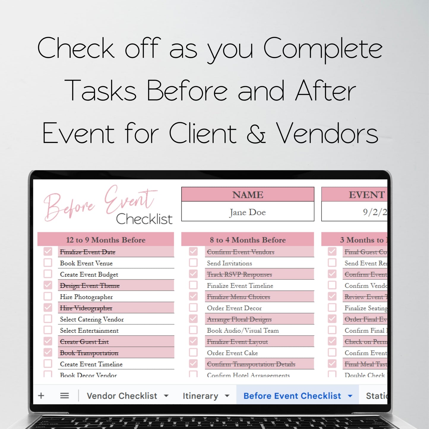 Event Planning Business Template Bundle Google Sheet and Excel Spreadsheet