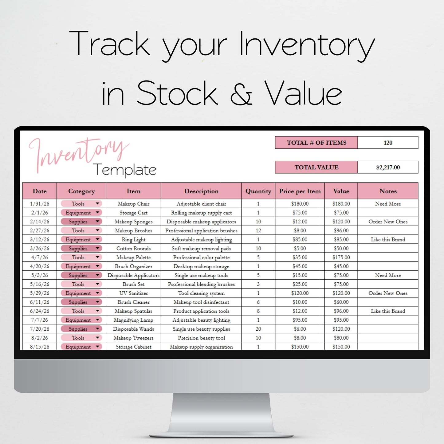 Makeup Artist Business Bundle Google Sheet and Excel Spreadsheet Template | Client Tracker, Appointment Planner, Income Tracker & Business Spreadsheet for Makeup Artists