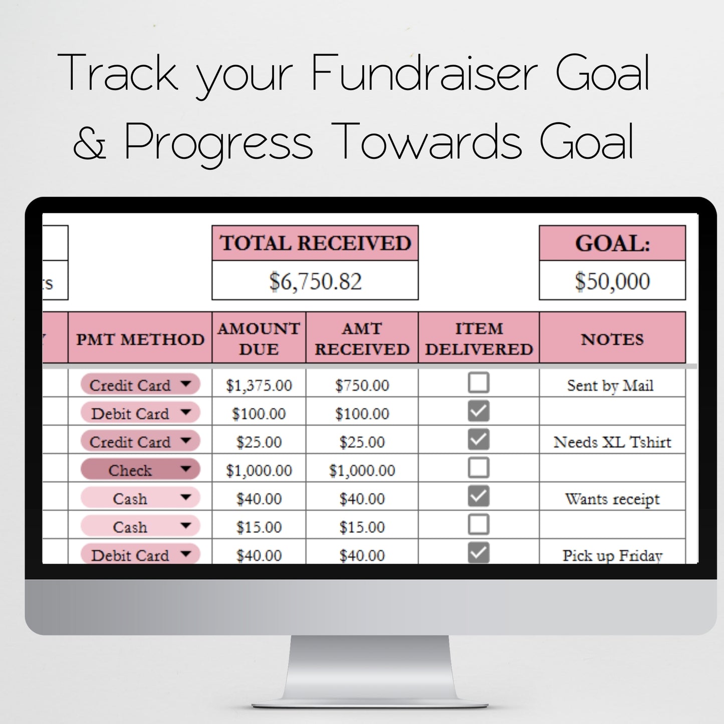 Fundraiser Tracker Template Google Sheets and Excel Spreadsheet