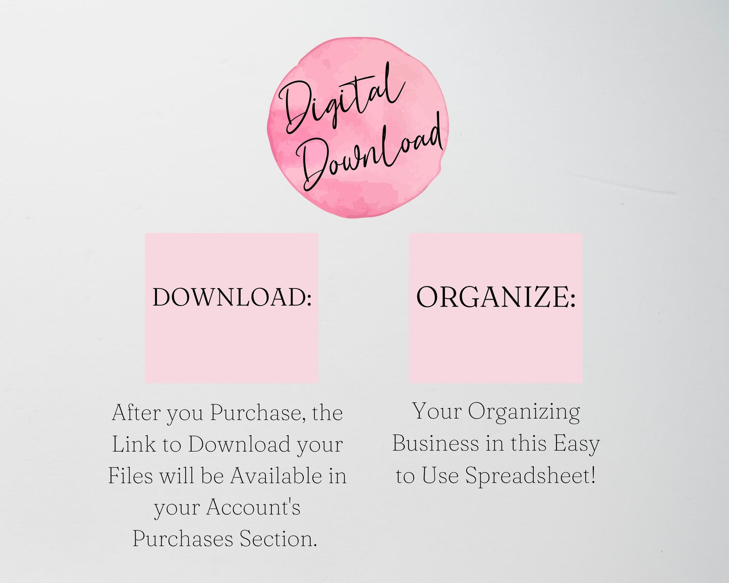 Organizing Business Spreadsheet Bundle | Google Sheets & Excel Spreadsheet for Professional Organizer